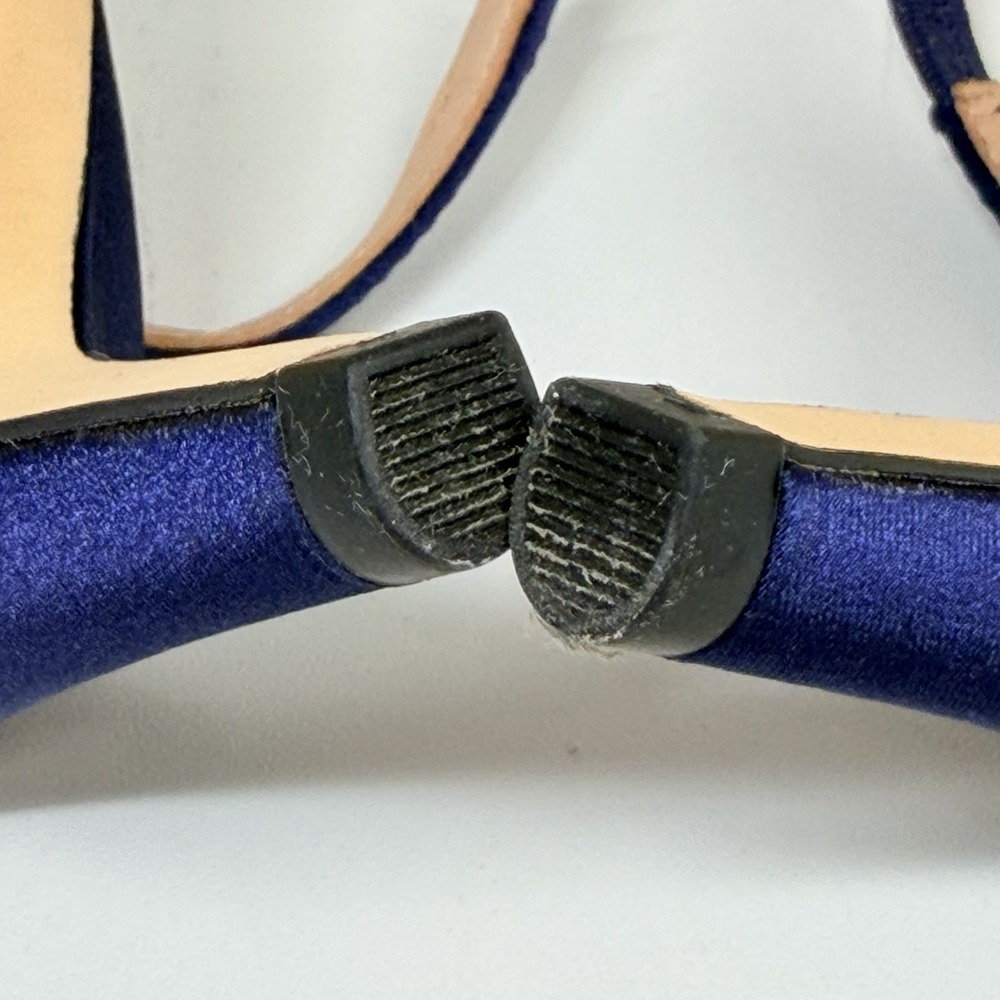 Cole Haan Vandam Sling 65 Navy Satin Pointed Toe Kitten Heeled Pumps Sz 9.5 - Picture 9 of 11